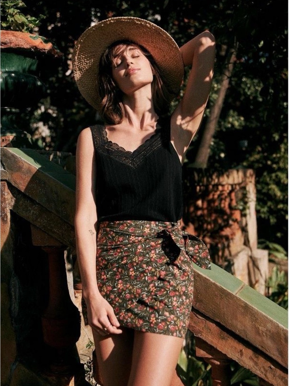 Sezane Pacome Skirt Fleurs Kaki - Size 34